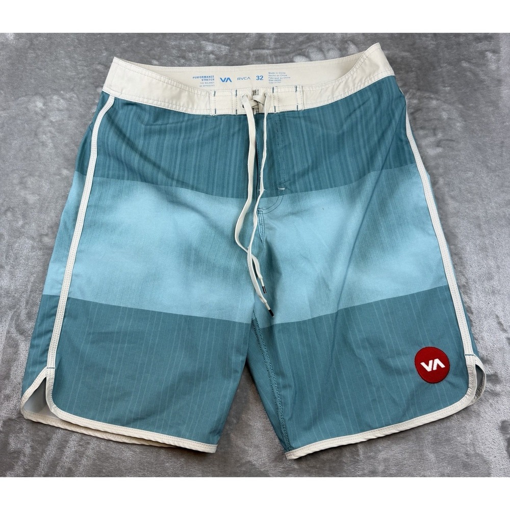 RVCA‎ Board Shorts Mens 32 Multi Color Striped Performance Stretch Swim Trunks